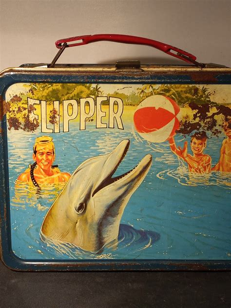 flipper metal lunch box|Vintage Flipper Metal Lunchbox 1966, No Thermos, Classic Show.